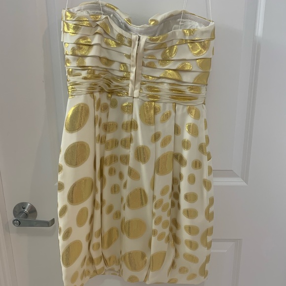 Aidan Mattox Strapless Gold Bubble Dress - Picture 4 of 9